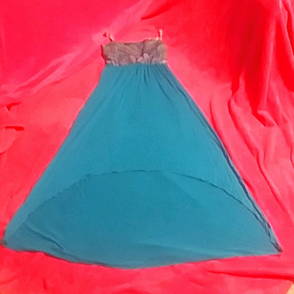 Shoreline spaghetti strap blue beach dress